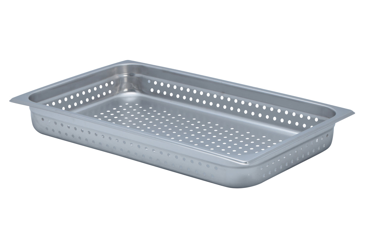 Steam Table Pan, Stainless Steel, 1/1 Size, 2.5" Deep, Perforated Bottom