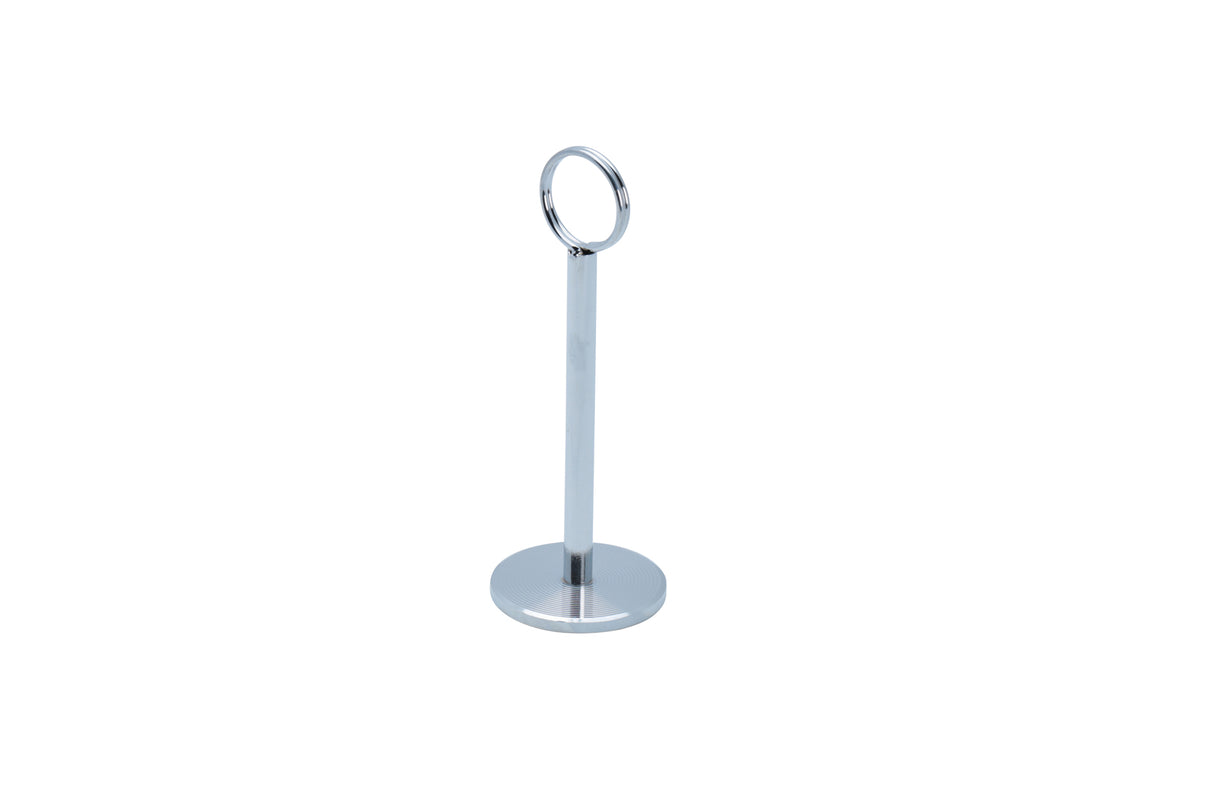 Sign Holder on Stand, Round Base Chrome, 2"x6"